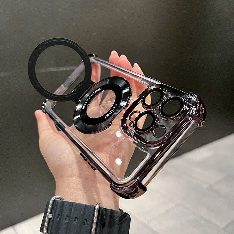 Translucent Magnetic iPhone Cover with Stand and Corner Cushions For iPhone 11-14 Series