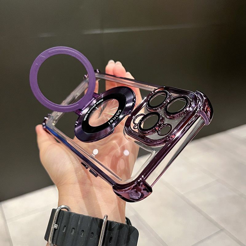 Translucent Magnetic iPhone Cover with Stand and Corner Cushions For iPhone 11-14 Series
