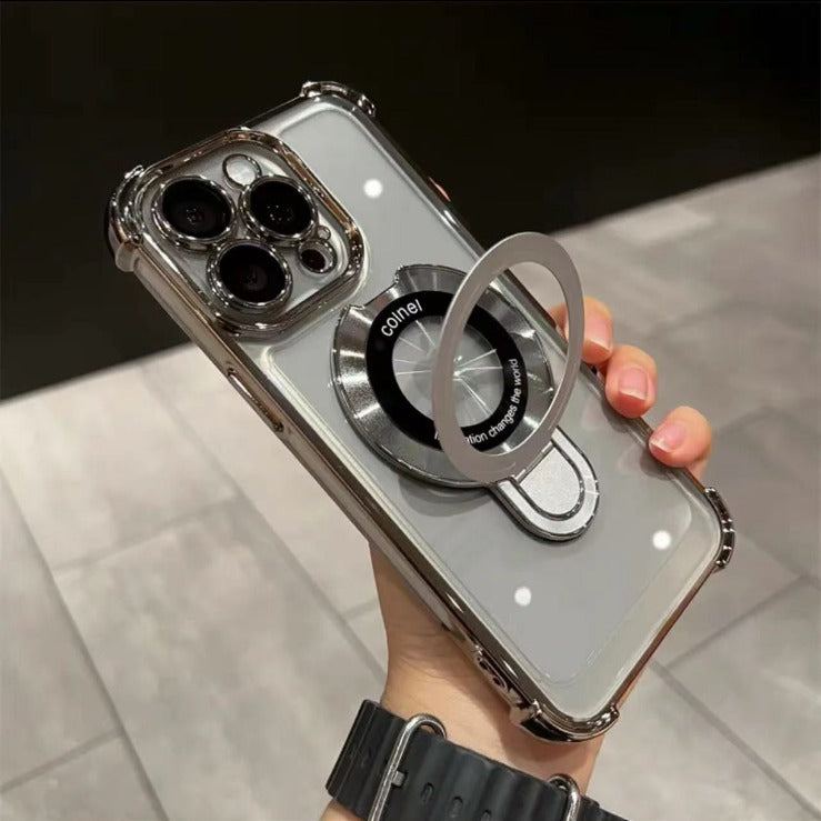 Translucent Magnetic iPhone Cover with Stand and Corner Cushions For iPhone 11-14 Series