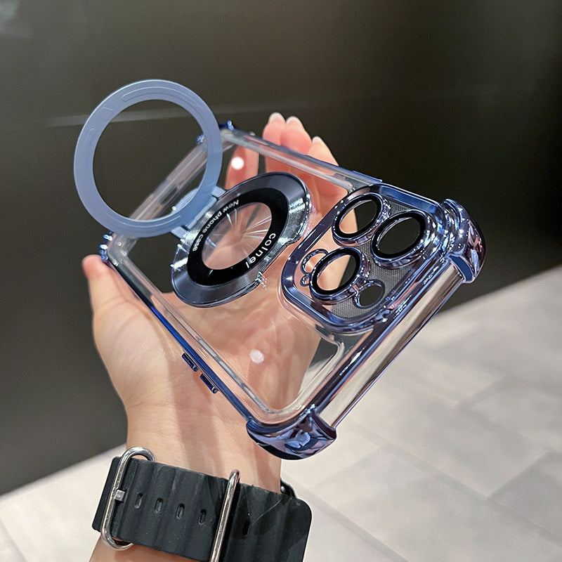 Translucent Magnetic iPhone Cover with Stand and Corner Cushions For iPhone 11-14 Series