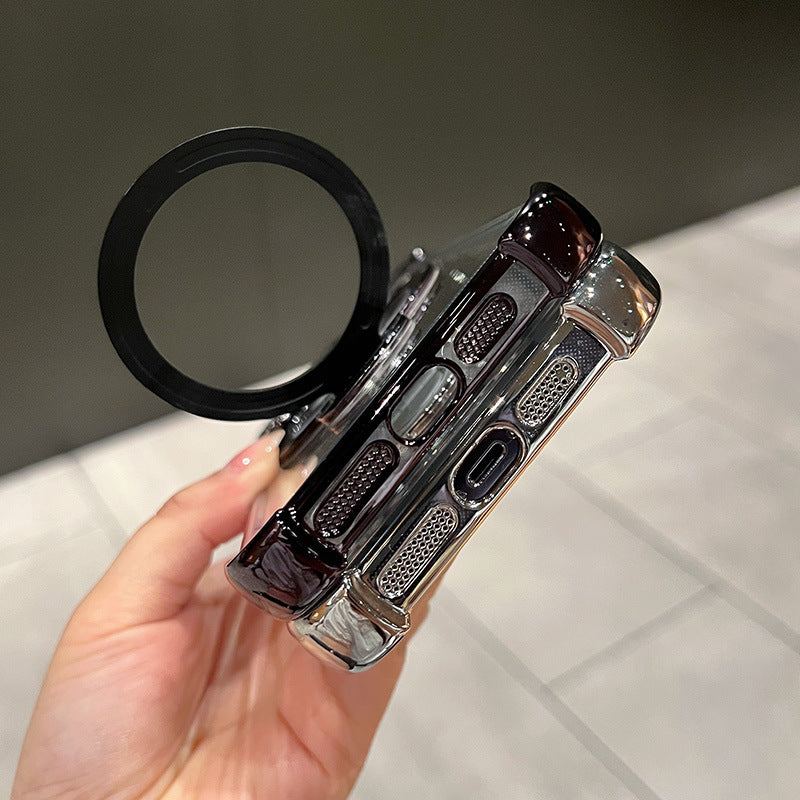 Translucent Magnetic iPhone Cover with Stand and Corner Cushions For iPhone 11-14 Series