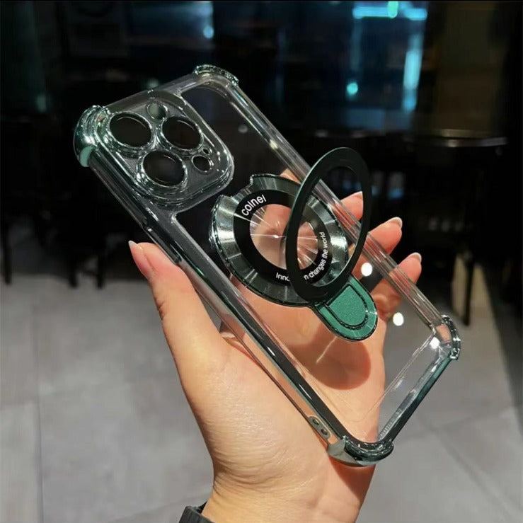Translucent Magnetic iPhone Cover with Stand and Corner Cushions For iPhone 11-14 Series